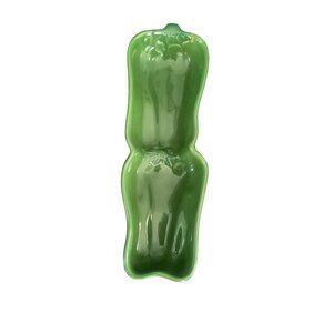 Vtg Ron Gordon Designs Pepper Ceramic‎ Dish Salsa Green 3.5"x11"x1.5" Japan RARE